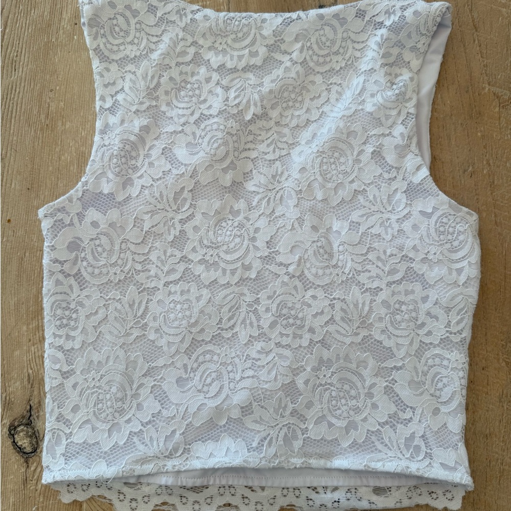 ReoRia White Lace Cropped Tank S - Picture 3 of 4